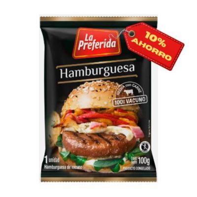 HAMBURGUESA VACUNO LA PREFERIDA 100G